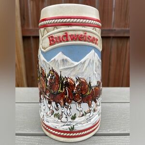 VTG Budweiser 1985 Holiday Clydestales Beer Stein - Ceramarte- Brazil “A” Series